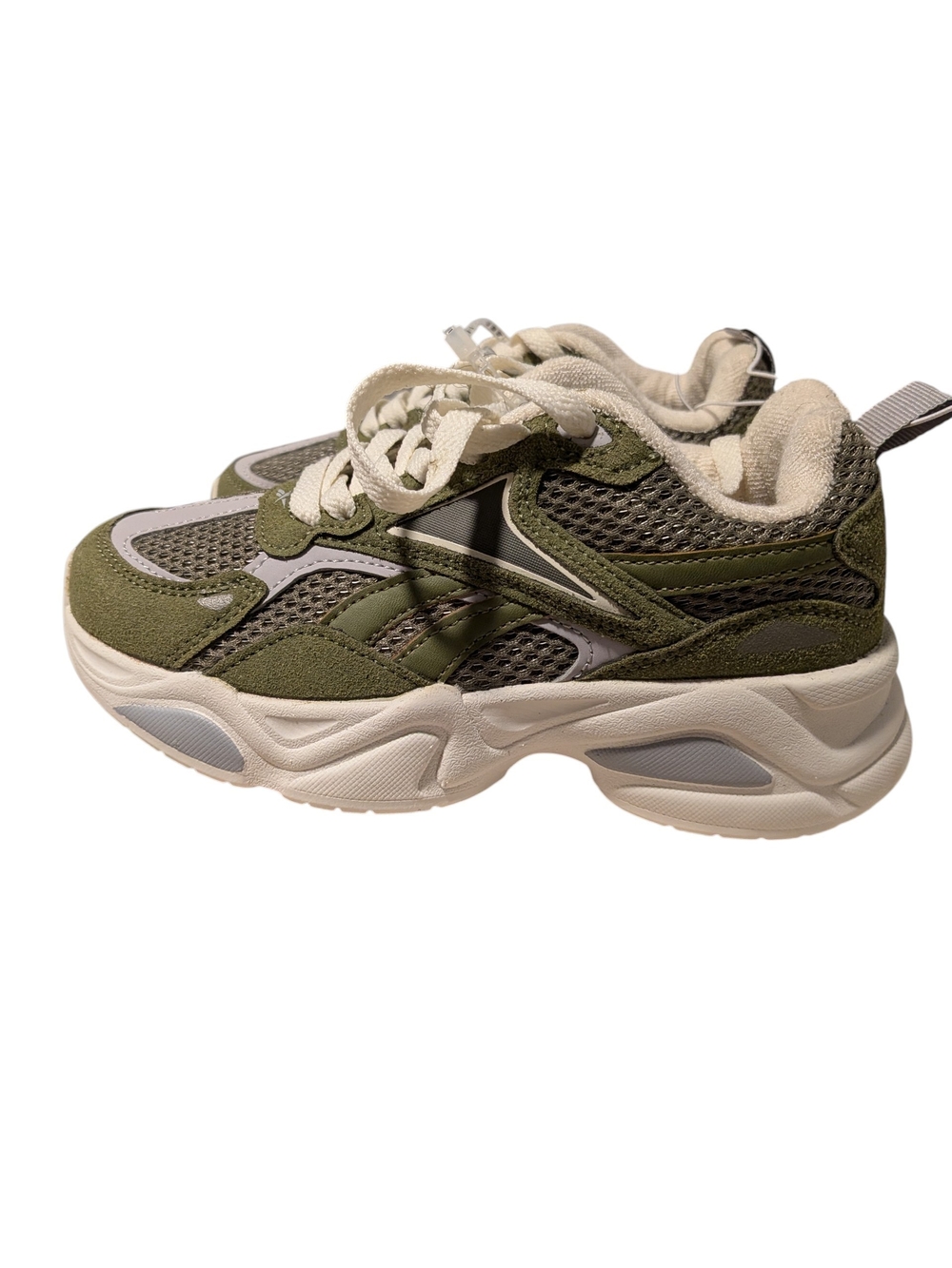 Reebok Kids Olive Green and Gray Lace-Up Sneakers